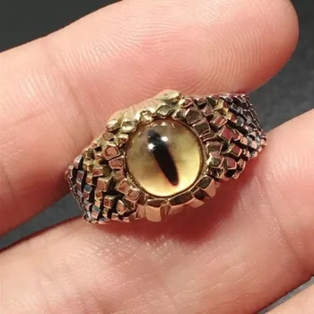Имитация тайского серебряного кольца с глазом питона Глаз дьявола Змеиный глаз Открывающееся кольцо с тигровым глазом