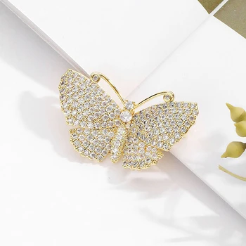 Мода Горный хрусталь Броши Для Женщин Модные Бабочки Булавки Одежда Аксессуары Свадебные подарки