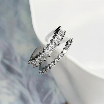 корейский стиль ins простой полный бриллиант стерлинговое серебро двухслойное открытое кольцо изысканные походные покупки все матчевые ювелирные изделия