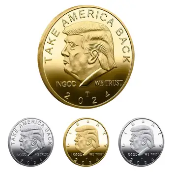 Памятная монета Трампа 2024 года Позолоченная памятная коллекционная монета президента Дональда Трампа 