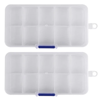 2X 10 Секционный пластиковый ящик для хранения прозрачный для жемчужной булавки Ювелирные изделия Инструменты Небольшие аксессуары