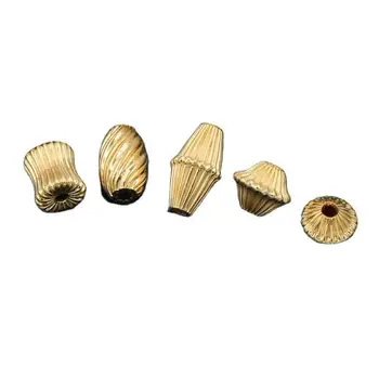 No Fade No Rust Permanet Real 14K Gold Filler Striped Beads для изготовления ювелирных изделий браслет бусины