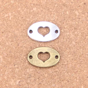 72 шт. Charms heart connector 13x20 мм Антикварные кулоны, винтажные тибетские серебряные украшения, DIY для браслета ожерелье