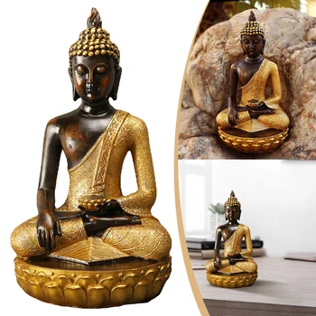 Статуя сидящего Будды Декоративная буддийская статуэтка Многофункциональный Дзен-медитирующий орнамент Реалистичный для домашнего стола Художественный декор