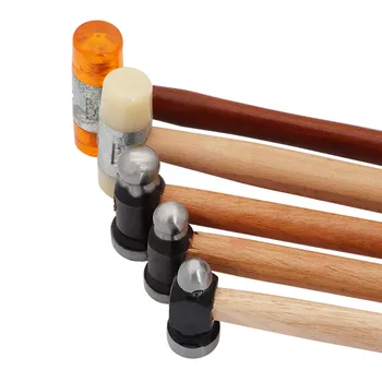 Двусторонний резиновый молоток с деревянной ручкой - металлический молоток 25 мм для ювелиров, деревообработки и кожевенных ремесел