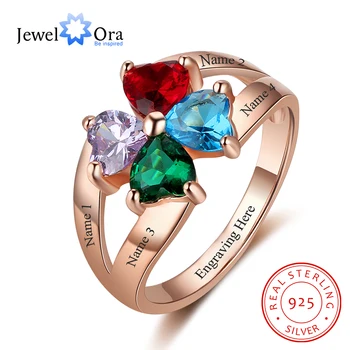 Кольца из стерлингового серебра 925 пробы для женщин Индивидуальные кольца с гравировкой имени 2018 Обручальные кольца для вашей жены (jewelora RI103426)