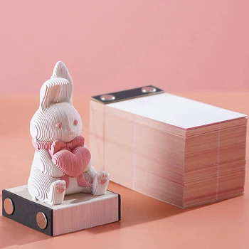 3D Блокнот Милый Кролик Заметки Трехмерный Кролик Заметка Блокнот Бумажные Заметки Кавай Настольные Украшения Аксессуары