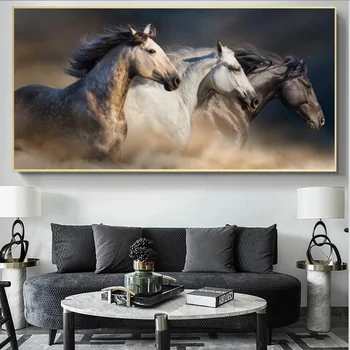 Современные животные Искусство Холст Плакаты И Принты Бегущие лошади Холст Картины На Стене Искусство Лошади Картины Домашний Декор Cuadros