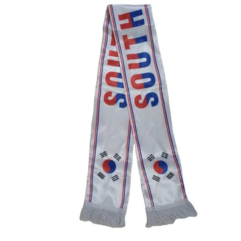  Страна Двухсторонняя печать Атласный Футбол Футбольные болельщики Флаг Южная Корея Шарф