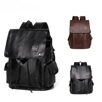 Мужской деловой повседневный рюкзак модный водонепроницаемый мужской рюкзак из искусственной кожи 15,6-дюймовый рюкзак для ноутбука мужская дорожная сумка на открытом воздухе