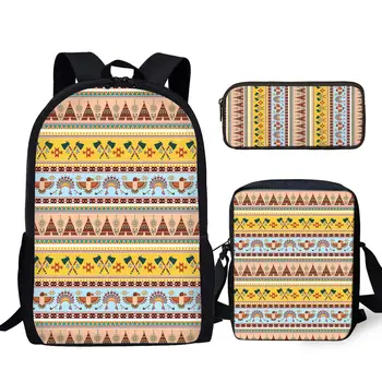 YIKELUO Модный африканский племенной принт Бренд Рюкзак Молодежный прочный рюкзак большой емкости Книга-рюкзак Сумка-мессенджер с застежкой-молнией