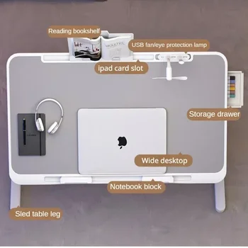 Складной подъемный стол для ноутбука для кровати с радиатором Регулируемая подставка Стол на коленях Поднос для завтрака Стол с выдвижным ящиком для рабочих игр