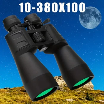 10-380X100 Бинокль Профессиональный HD Zoom Бинокль с большим увеличением Для наблюдения за птицами, кемпинга, охоты и путешествий Телескоп