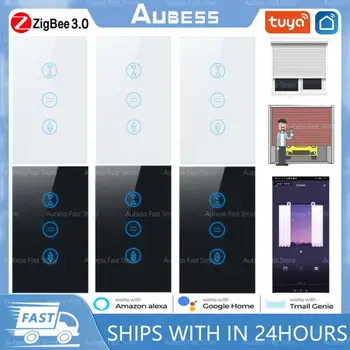 AUBESS Zigbee Smart Touch Curtain Рулонные шторы Переключатель двигателя Tuya Smart Life App Пульт дистанционного управления работает с Alexa Google Home