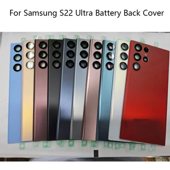  для Samsung S22 Ultra 5G SM-S908 S908B Задняя крышка аккумуляторного отсека Запасные части дверного корпуса Клей с рамкой камеры