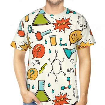 Забавная химия Полиэстер 3D Печать Химия Шаблон Мужская футболка На открытом воздухе Спортивная быстросохнущая одежда Свободные уличные футболки