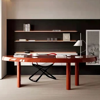 Письменный стол простой и современный, итальянский минималистичный эллиптический полукруглый полукруглый стол из массива дерева скандинавского дерева
