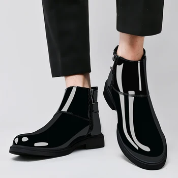 Мужские классические ретро ботинки челси Мужская мода кожаные ботильоны Мужские короткие сапоги в британском стиле Высокие деловые туфли
