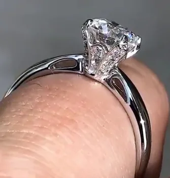 Твердое 14-каратное кольцо из белого золота для женщин с годовщиной свадьбы 1 2 3 4 5 карат круглое кольцо с бриллиантами из муассанита Trendy