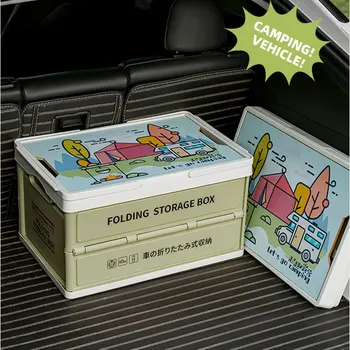  Открытый кемпинг Складной ящик с деревянной крышкой Автомобильный ящик для хранения Органайзер для еды Контейнер для домашнего хозяйства большой емкости