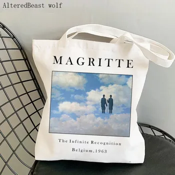 Женские сумки с принтом для покупателей Рене Магритт The Infinite Environmental Storage Многоразовая холщовая сумка через плечо школьная сумка