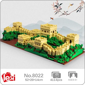 Lezi 8022 Мировая архитектура Китай Великая Стена Сторожевая башня Дерево 3D Мини Алмазные блоки Кирпичи Строительная игрушка для детей Без коробки
