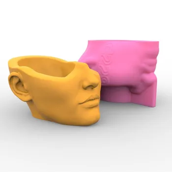 3D Большая коробка для хранения на половину лица, эпоксидная смола, силиконовая форма, абстрактная лицевая бетонная цементная штукатурка, силиконовая форма, глиняные формы