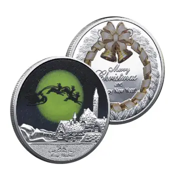 Счастливого Рождества Памятная Монета Серебряные Сувениры Санта-Клаус Желание Монеты Для Украшения Комнаты Декор Детские Подарки
