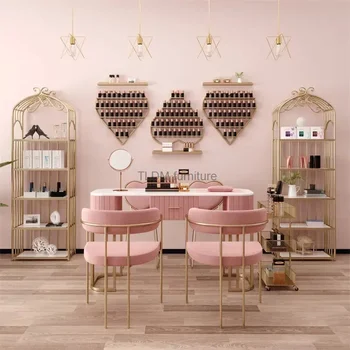Современный минималистичный маникюрный стол и набор стульев Light Роскошный салон красоты Столы для ногтей Мебель для салона Бытовые маникюры Стол для макияжа