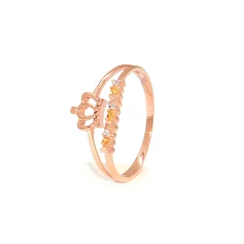 Real Pure 18K Multi-Tone Gold Band Женское кольцо Lucky Crown 1,9 г / США Размер 7,5