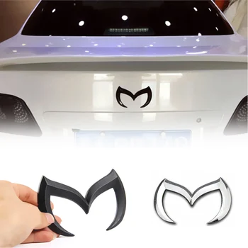 Mazda M Знак летучей мыши Автомобильные наклейки Украшение Задний капот автомобиля Наклейки Эмблемы Mazda 6 3 3D металл M значок наклейка злая эмблема черный серебристый