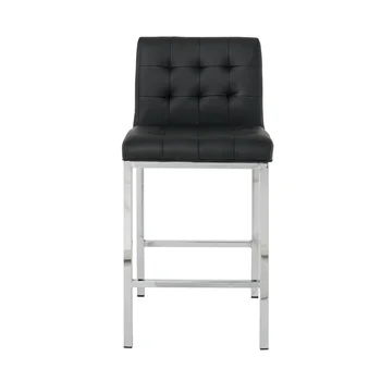  современный дизайн высокий табурет с гальванической ножкой Кухня Ресторан черный полиуретановый барный стул (набор из 2 шт.)
