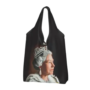 Многоразовая сумка для покупок Великобритании Queen Elizabeth II Женская сумка-шопер Портативные сумки для покупок в Англии Royal Groceries