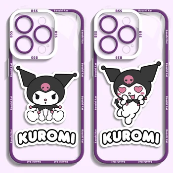 Sanrio Kuromi Прозрачный чехол для телефона для iPhone 15 14 11 Pro Max 13 12 Mini XR XS X 8 7 6 6S Plus SE 2020 Силиконовый противоударный чехол