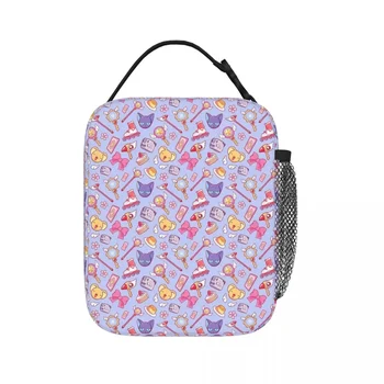 Sakura Card Captor - фиолетовые изолированные сумки для ланча многоразовые сумки для пикника Термокулер Ланч-бокс Сумка для обеда для женщин Детская школа