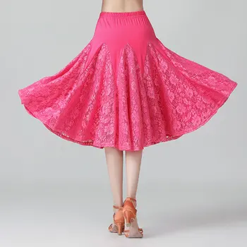 Кружевная современная танцевальная юбка для женщин Юбки для бальных танцев Латиноамериканское танго Танцевальная юбка Национальный стандарт Вальс Фламенко Костюмы