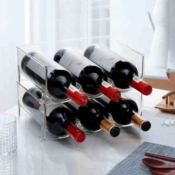 Винная стойка Холодильник Полка для хранения вина Органайзер Прозрачное вино Шампанское Штабелируемый держатель для винных бутылок Стойка для домашнего бара