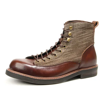  Размер 38-44 Высококачественная винтажная обувь для мужчин Mix Colors Trend Повседневная зимняя кожаная мужская обувь Ретро сапоги A075