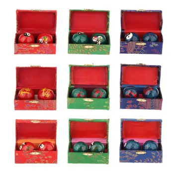 2 шт. Массажные мячи для рук с ящиком для хранения Тренажер Китайские мячи здоровья Китайские мячи Баодин для родителей Пожилые люди Пожилые люди