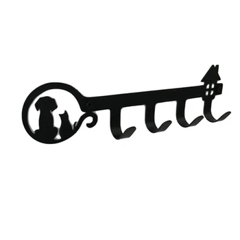  Wall Decor Черный металлический держатель для ключей с 4 крючками для входа, кухни, коридора, офиса, крючка для ключей