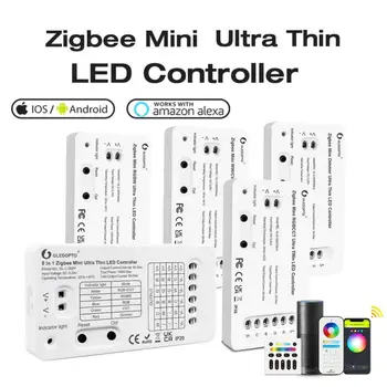 Zigbee 3.0 Ультратонкий светодиодный контроллер Мини RGBCCT WWCW RGBW диммер Спальня Кухня Контроллер световой полосы Alexa Voice