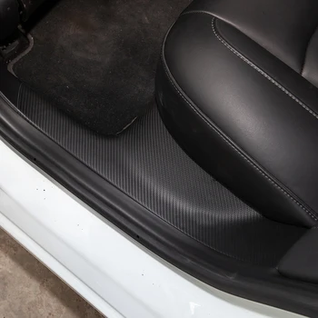  для Tesla Model 3 2017-2023 Автомобильные аксессуары Кожа из углеродного волокна Передняя и задняя дверь Защитный порог