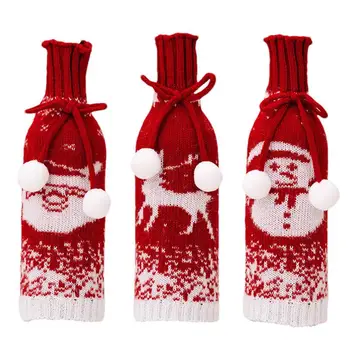 Рождественский набор крышек для бутылок вина Декор бутылки Санта-Клауса для домашнего отеля Праздничный эластичный свитер для бутылки вина Рождественские принадлежности для вечеринок