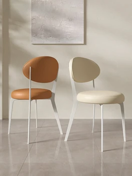 французский белый кремовый кожаный обеденный стул гостиная дом современный минималистичный дизайнерский стул спинка стул туалетный стул
