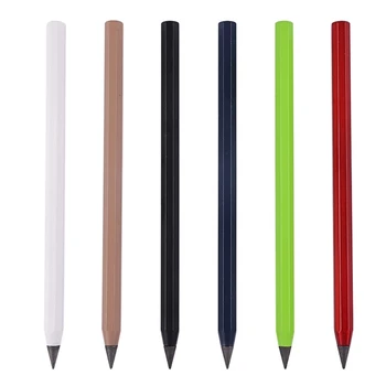 Красочная металлическая ручка без чернил Алюминиевый вечный карандаш Металлическая стираемая ручка Вечный карандаш Домашний офис Школьные принадлежности H7EC