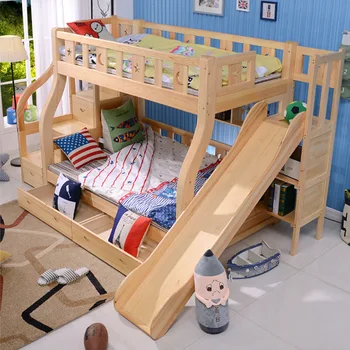 Заводское преимущество: мебель для детской комнаты, толстая рама из массива дерева с раздвижной детской двухъярусной кроватью