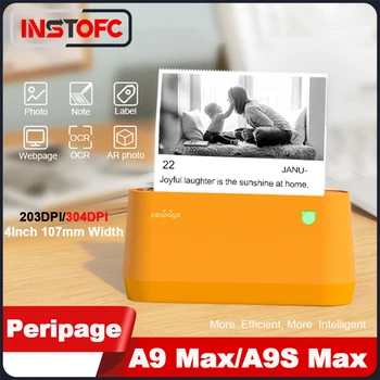 Peripage A9 Max / A9S Max Портативный 107-мм фототермопринтер 203/304DPI Bluetooth Мобильная машина для наклеек без чернил Использование в домашнем офисе
