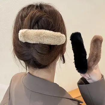 Корейская заколка для волос из искусственного меха Новый зажим для захвата Зима Утконос Большие шпильки Заколки для волос Женщины Девочки