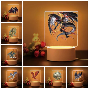 1 шт. забавные летающие драконы акриловый светодиодный ночник прикроватная лампа для детей декор спальни подарок на день рождения