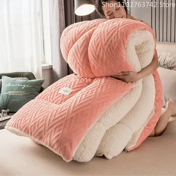 Роскошное одеяло из баранины Зимнее одеяло Утолщенное и теплое зимнее мягкое толстое одеяло плюс бархатное одеяло с сердечником Двойной хлопок